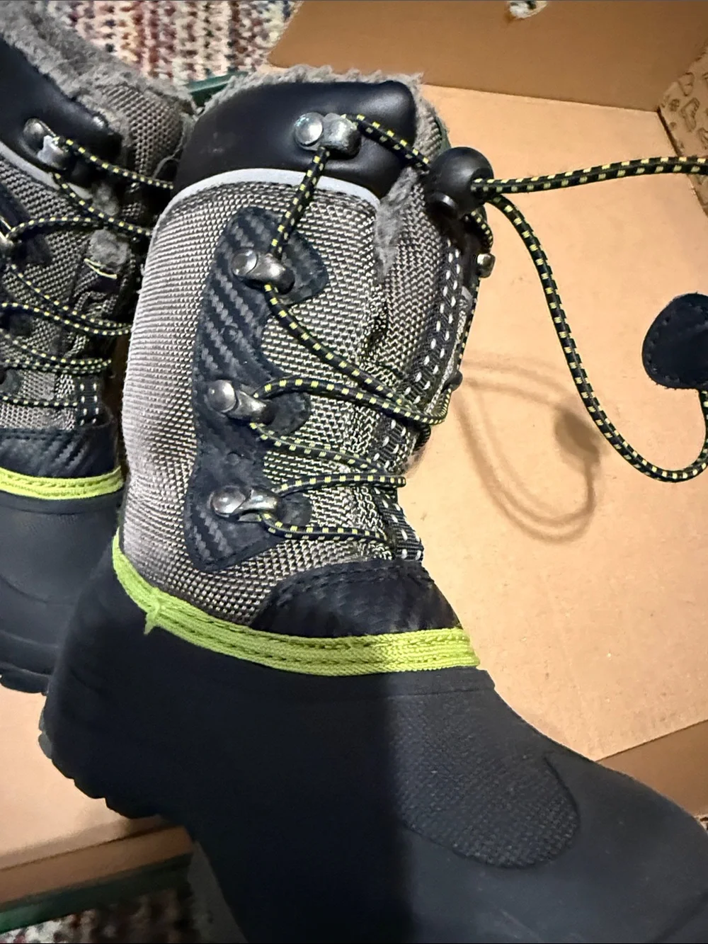 Kamik Kids Gray and Lime Winter Boots